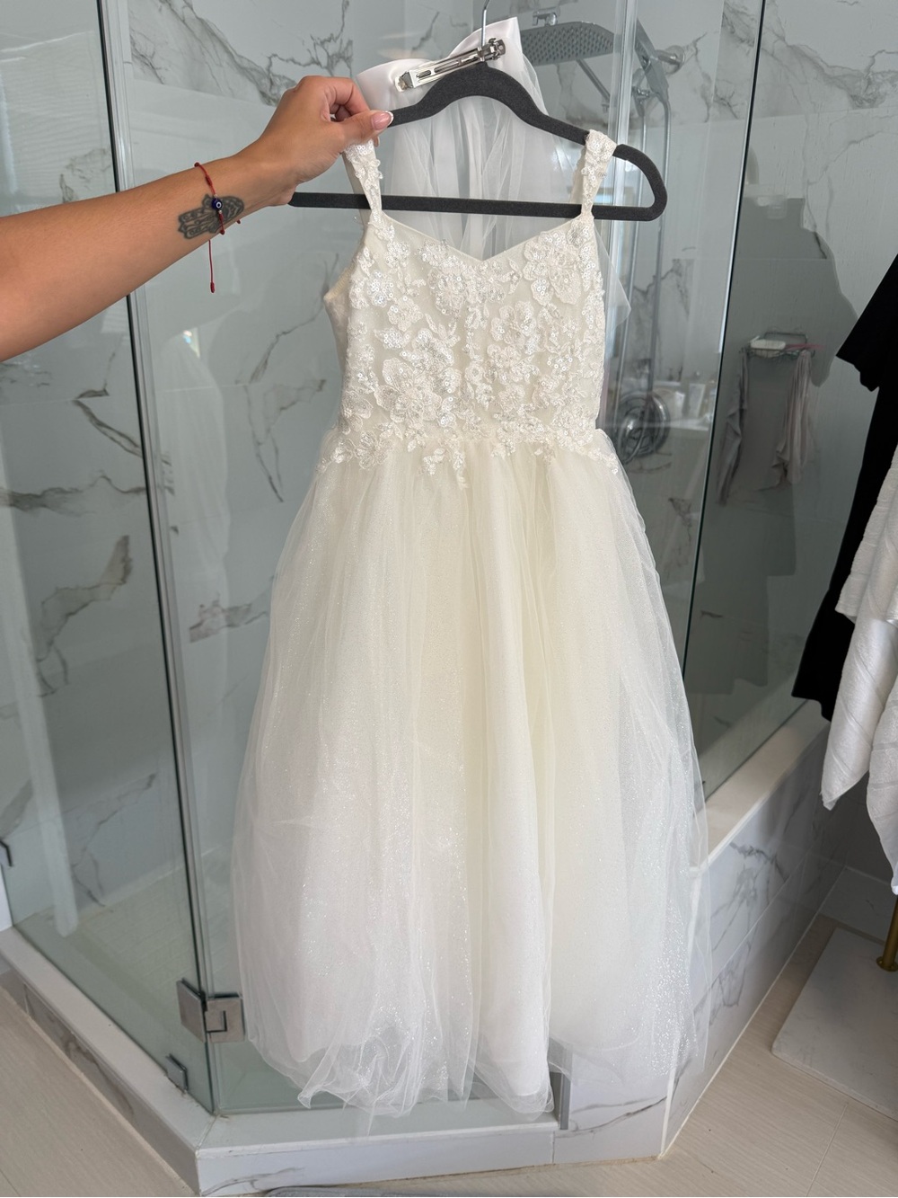 Kids White Floral Lace Tulle Dress FLOWER GIRL DRESS
